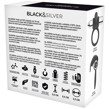 BLACK&amp;SILVER - BAGUE RECHARGEABLE BURTON 10 MODES DE VIBRATION