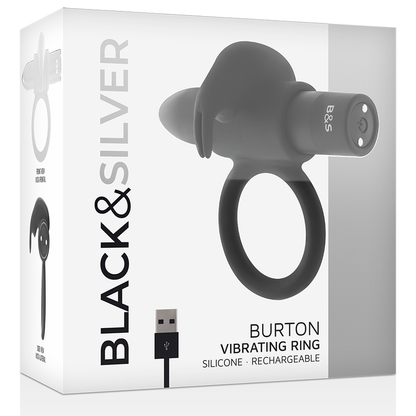 SORT&amp;SØLV - BURTON RING 10 VIBRATIONSFUNKTIONER SORT