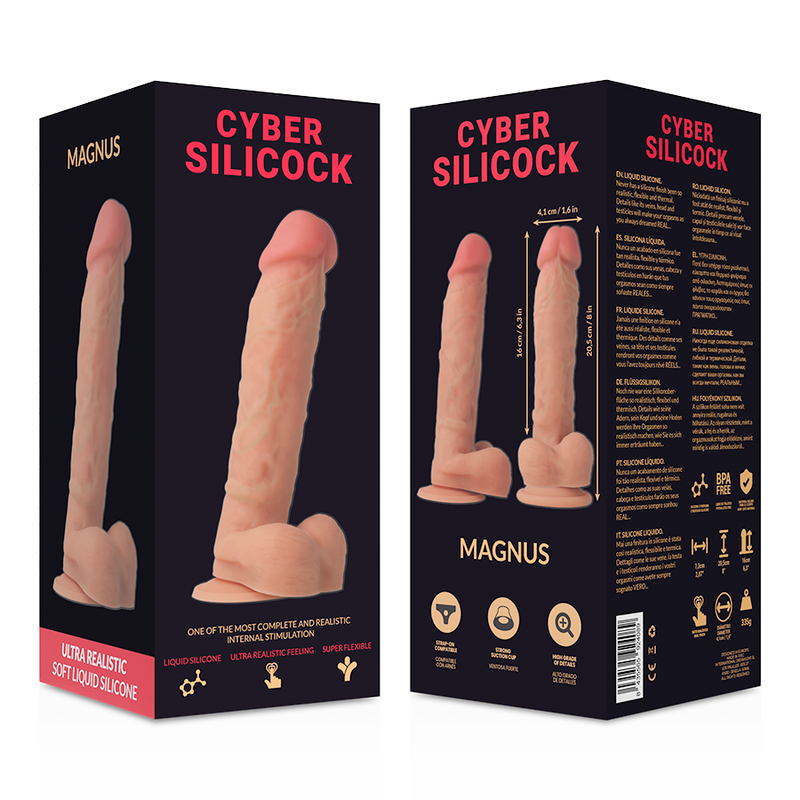 CYBER SILICOCK - ULTRA REALISTISK BLØD FLYDENDE SILIKONE DONG 20,5 CM -O- 4,1 CM