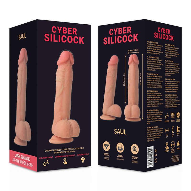 CYBER SILICOCK - SAUL ULTRA REALISTISK BLØD FLYDENDE SILIKONE 21 CM -O- 4,2 CM
