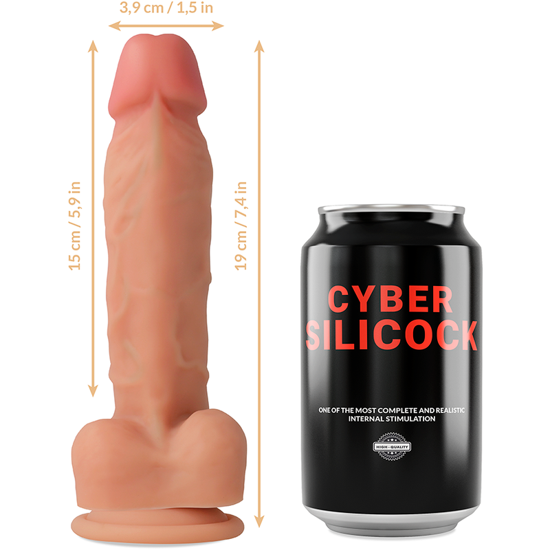 CYBER SILICOCK - STRAP-ON FLYDENDE SILIKONE OLIVER MED 3 RINGE GRATIS 19 CM -O- 3,9 CM