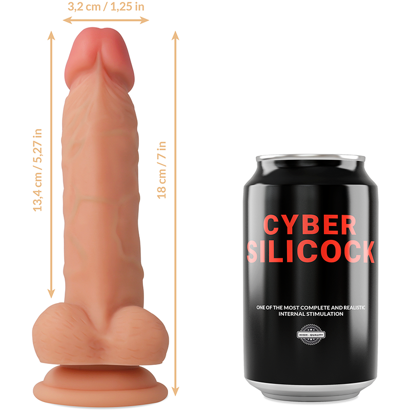 CYBER SILICOCK - STRAP-ON JUDE LIQUID SILIKONE MED 3 RINGE GRATIS 18 CM -O- 3,2 CM