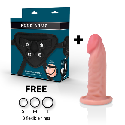 ROCKARMY - HARNAIS + GODE RÉALISTE TIGRE DOUBLE DENSITÉ 14 CM -O- 4,46 CM
