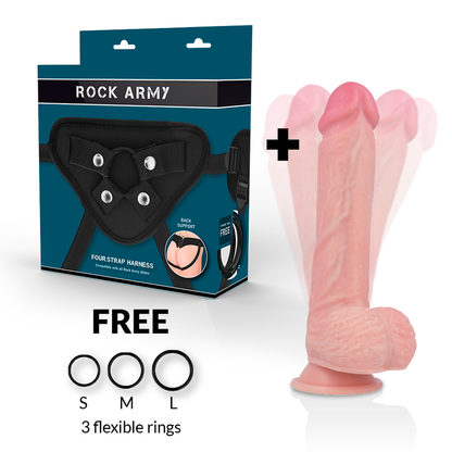 ROCKARMY - HARNAIS + ROTATEUR ET VIBRATEUR HAWK 22 CM -O- 4,6 CM